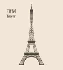 Eiffel Tower in Paris - Silhouette Vector Illustration