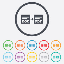 Export DOC To PDF Icon. File Document Symbol.