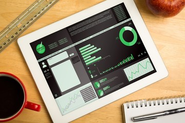 Poster - Composite image of business interface with graphs and data
