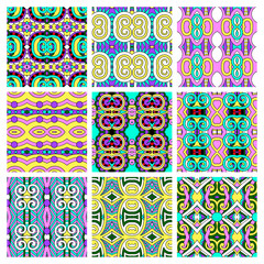 Wall Mural - set of different seamless colored vintage geometric pattern