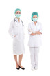 © Di Studio - two full length young women doctor in surgical mask and cap isol
