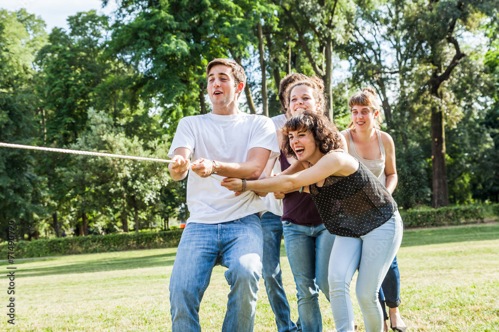 люди играют вместе в парке
