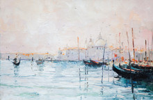 Oil Painting, Marina, Yacht, Sea
