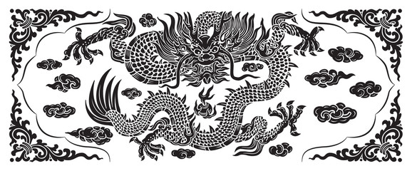 black dragon with cloud