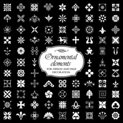 Wall Mural - Ornamental elements - Isolated On Black Background
