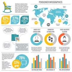 Wall Mural - Pensioners life infographics