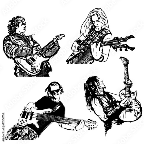 Fototapeta na wymiar four guitar players
