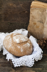 Homemade bread, selective focus