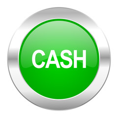 Poster - cash green circle chrome web icon isolated