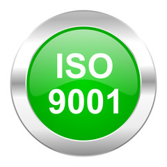 Aufkleber - iso 9001 green circle chrome web icon isolated