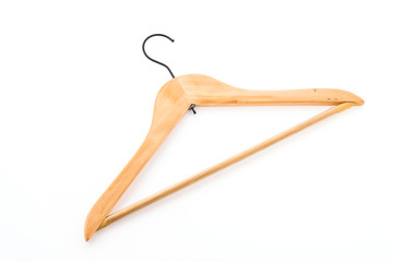 clothes hanger wooden isolated on white background