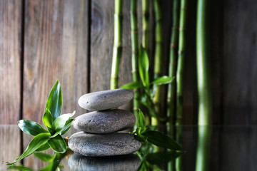  Spa stones and bamboo branches