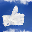 The thumbs up symbol from clouds