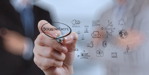 businessman working with new modern computer show social network