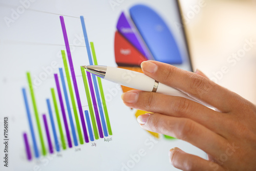 Fotografía Primer en la pantalla del ordenador de datos financieros