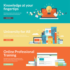 flat design vector illustration concepts for online education