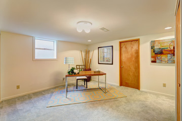 Basement office room with desk