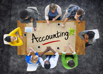 Wall Mural - Aerial View with People and Text Accounting