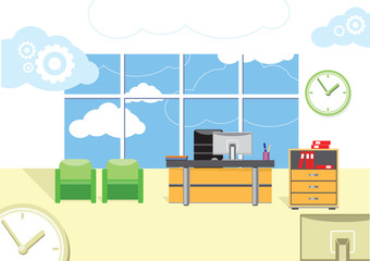 Poster - Modern office interior with designer desktop