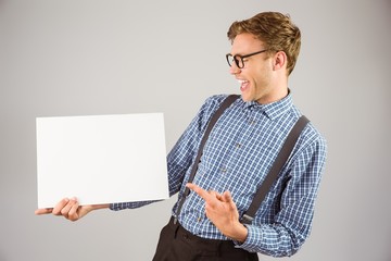 Aufkleber - Geeky hipster showing a card