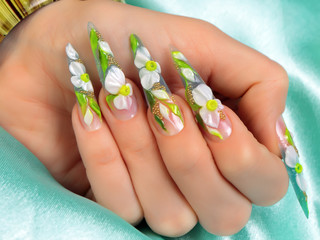 Wall Mural - Flowers on nails.