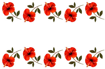 Poster - Background with a border of red flowers. Vector.