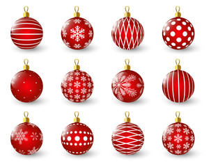 Sticker - Set of red Christmas balls