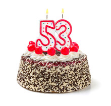 Geburtstagstorte Mit Brennender Kerze Nummer 53