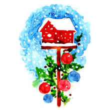 Decorated Christmas Birdhouse