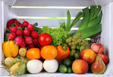 Fototapeta Kuchnia - Vegetables in white wooden box