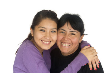 bolivian mother and daughter happy together