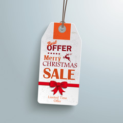 Wall Mural - White Price Sticker Christmas Red Ribbon