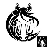 Fototapeta Konie - Horse head logo or icon. Inversion version included.