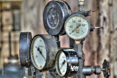 Obraz w ramie Indicators for the measurement in an old factory.