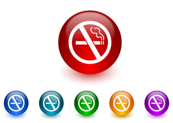 Poster - no smoking colorful vector icons set