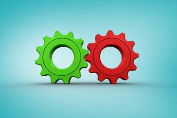 Poster - Composite image of red and green cog and wheel