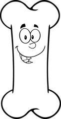 Wall Mural - Black And White Funny Bone Cartoon Mascot Character