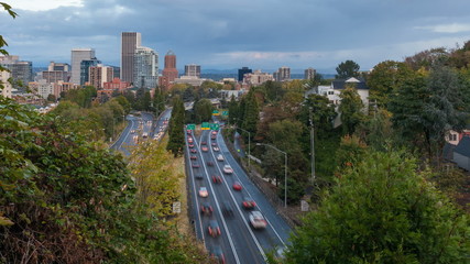 Wall Mural - Timelapse of Highway 26 Traffic into Downtown Portland OR