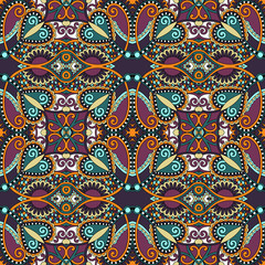 seamless geometry vintage pattern, ethnic style ornamental backg