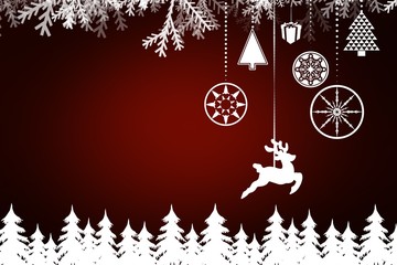 Poster - Composite image of fir tree forest and snowflakes
