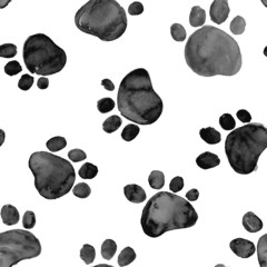 Watercolor illustration with animal footprints