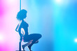 © Photocreo Bednarek - Woman performs pole dance in night club. Sexy body silhouette