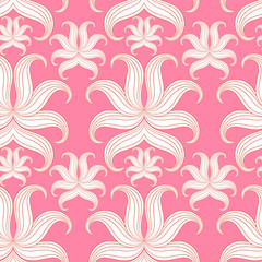 Seamless abstract floral pattern. Vector illustration. Pink Desi