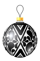 Christmas black and white ball on white background. Vector illus