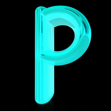 Alphabet on black background. Letter 