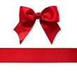 canvas print picture - Red satin bow and ribbon isolated on white background