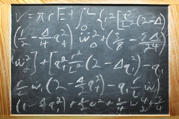 Chalkboard full of equations