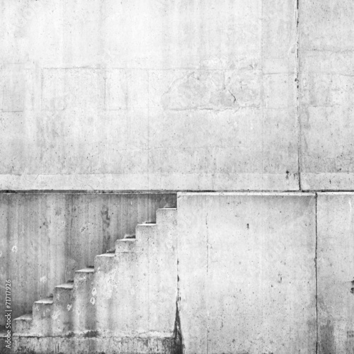 Naklejka - mata magnetyczna na lodówkę White concrete interior with stairway on the wall