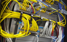 Large Network Hub And Connected Colorful Cables