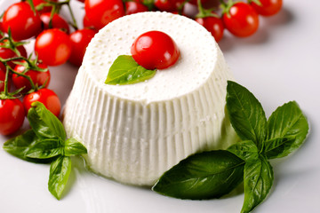 Wall Mural - Ricotta with basil and cherry tomatoes